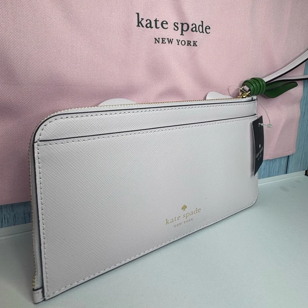 Kate Spade 3D Flora Flower Medium L-Zip Wristlet Pale Amethyst - KK972 MSRP $179 - Picture 12 of 16